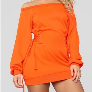 Rise and Grind Corset Dress Neon Orange Small